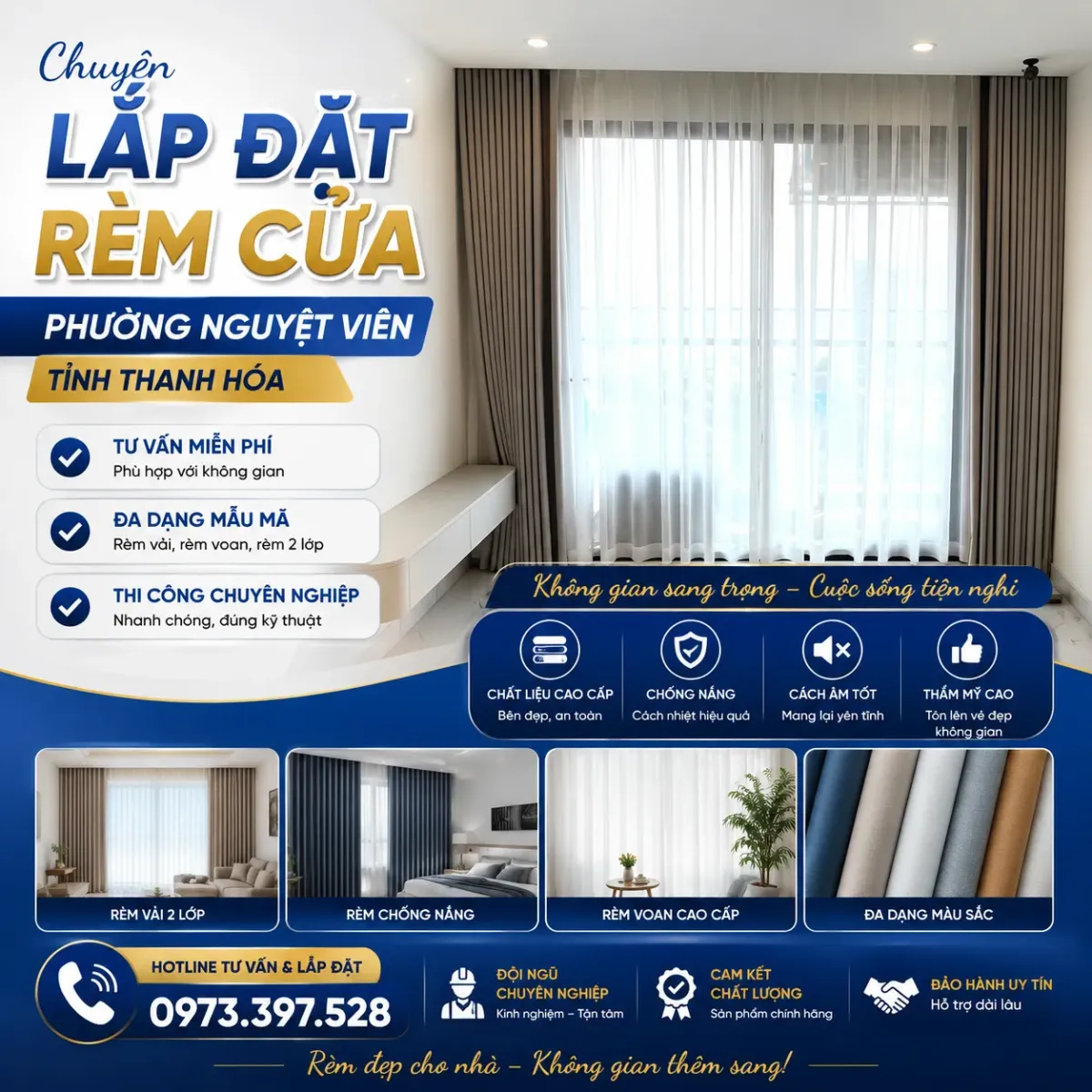 Đơn vị lắp đặt rèm cửa phường Nguyệt Viên tỉnh Thanh Hoá