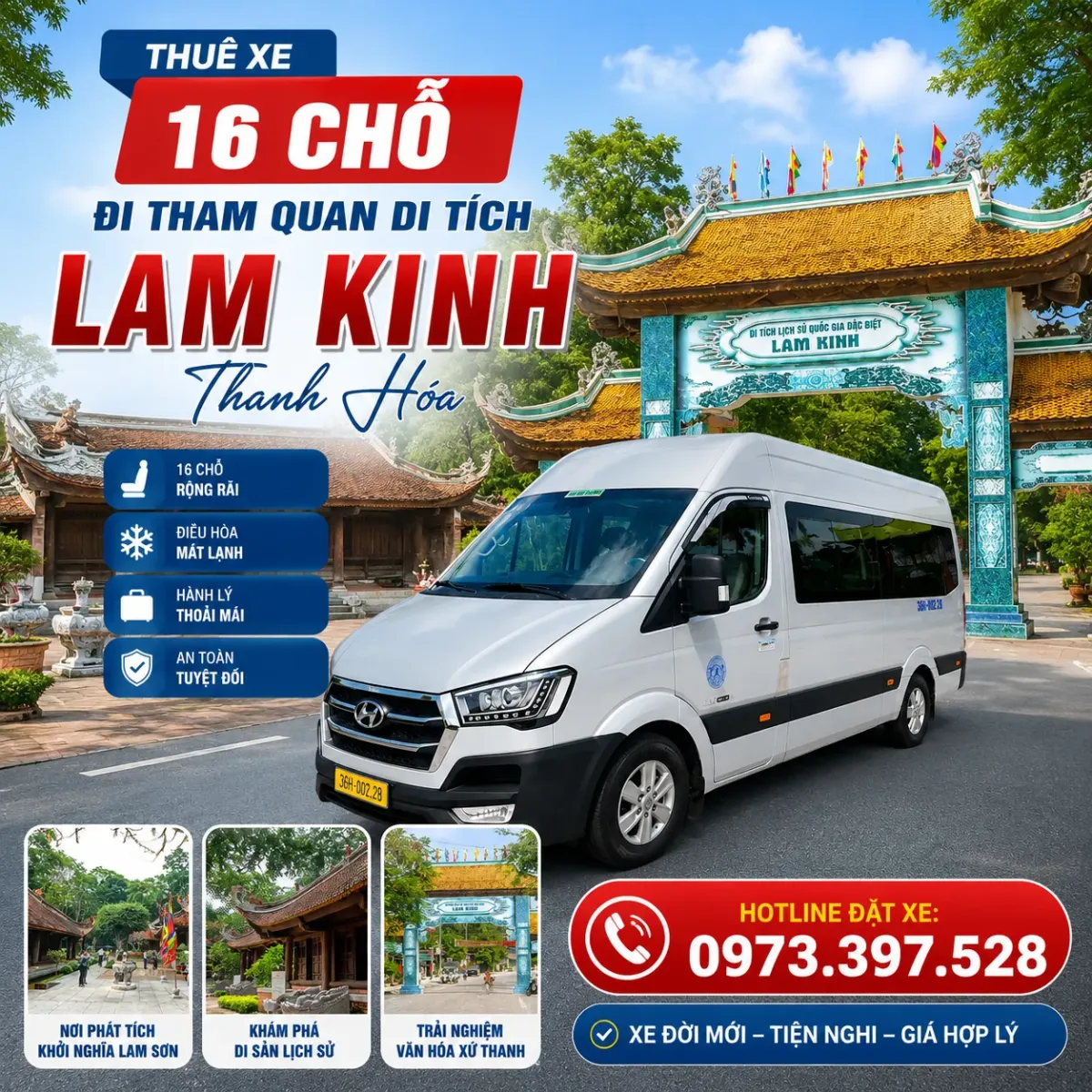 Thuê xe 16 chỗ đi tham quan di tích Lam Kinh tỉnh Thanh Hóa