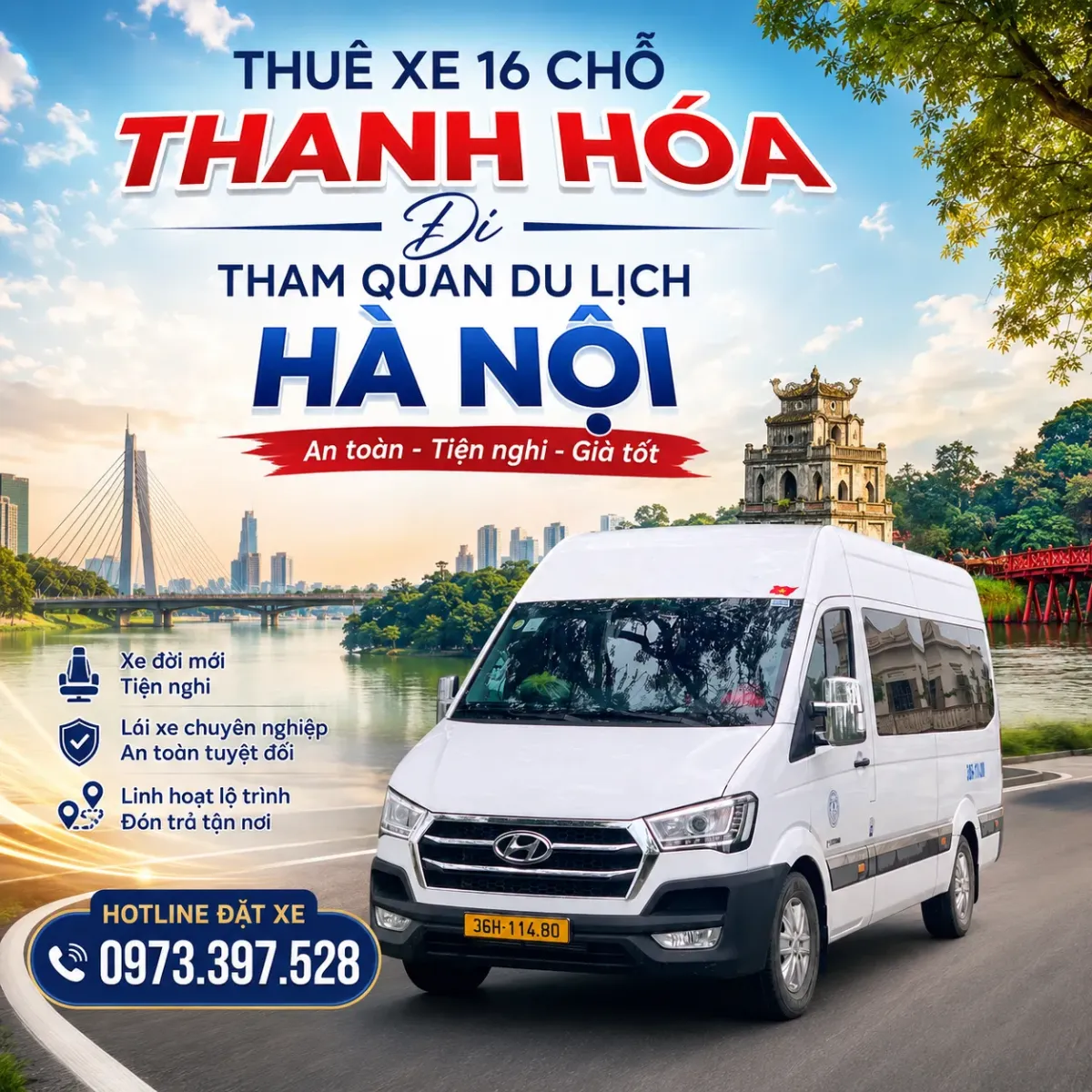 Thuê xe 16 chỗ Thanh Hóa đi tham quan du lịch Hà Nội