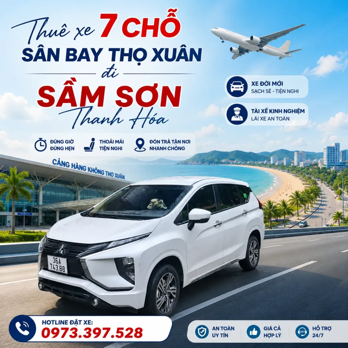 Thuê xe 7 chỗ sân bay Thọ Xuân đi Sầm Sơn Thanh Hóa